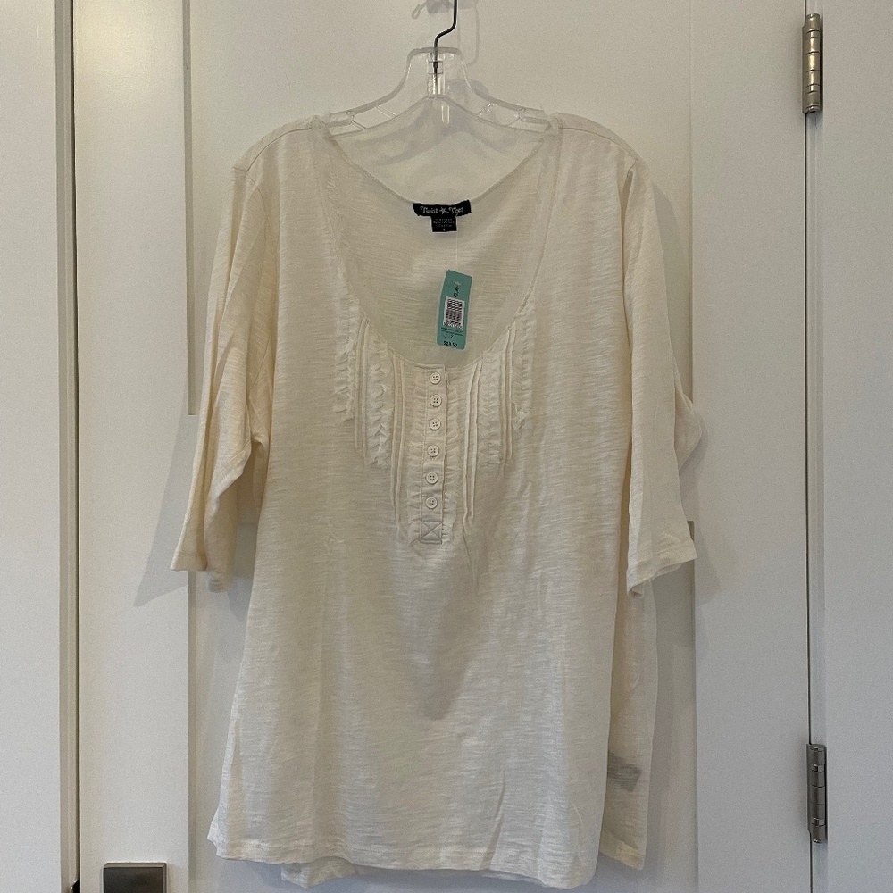 Warm White Cotton Torrid Size 2 Tee with sheer accent detail